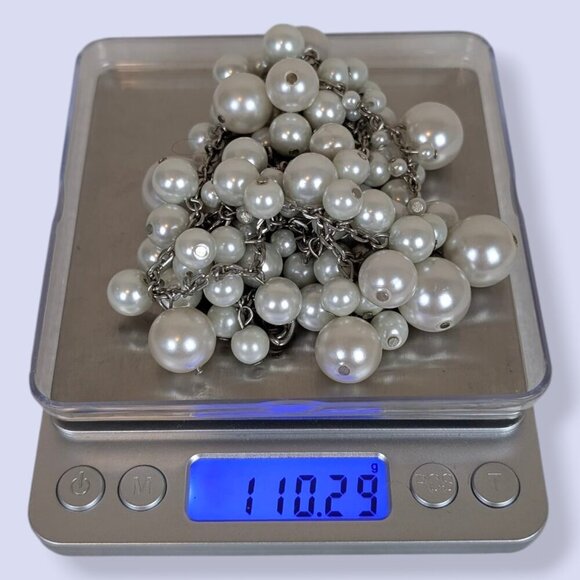 (2/$20) 3-Strand Faux Pearl Bauble Statement Necklace - Picture 5 of 5